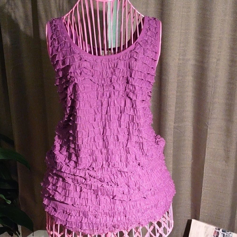 Free People Purple Ruffled Tank Top szSmall